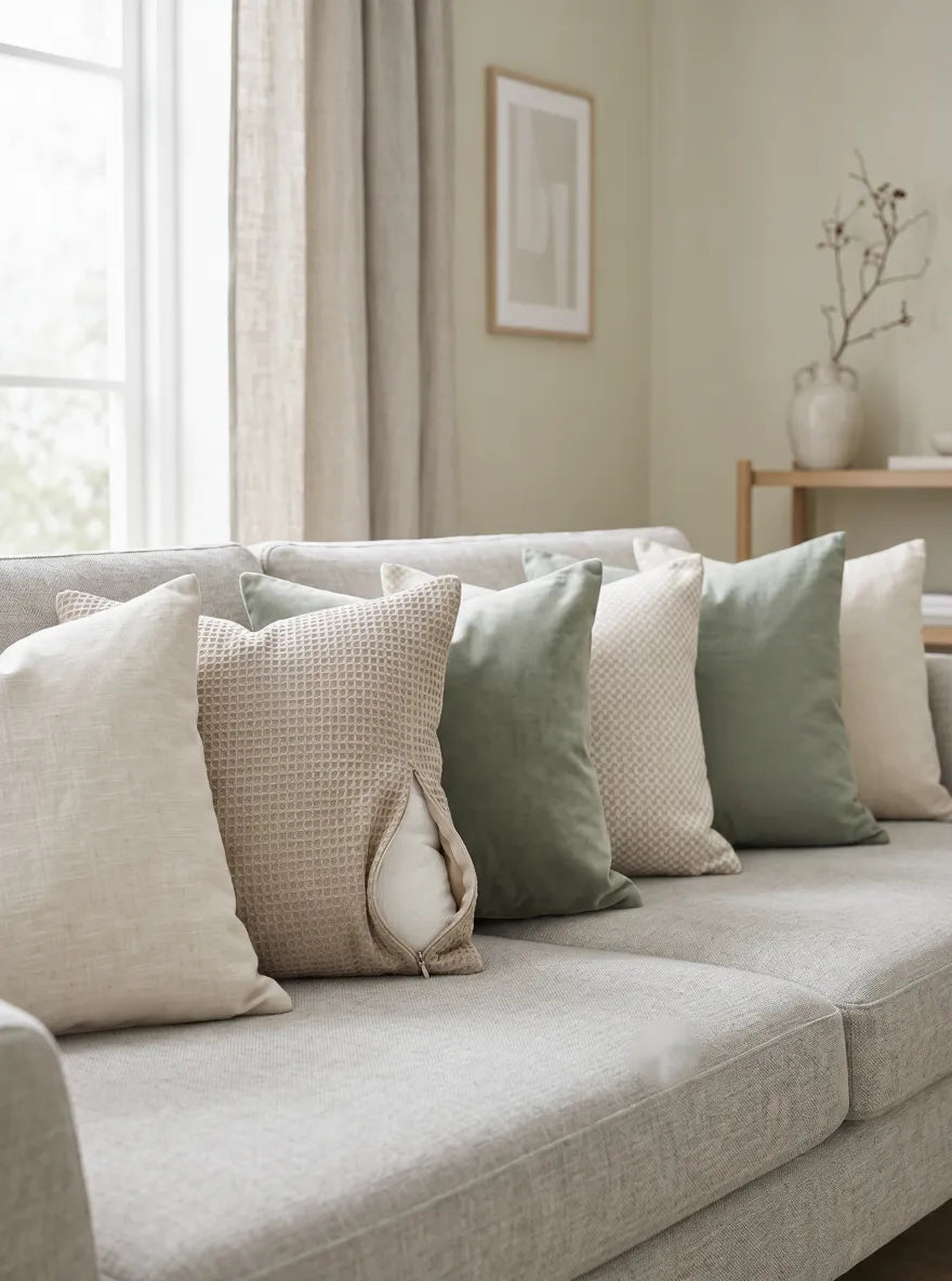Removable waterproof cushion cover with hidden zipper - machine-washable, easy-clean pillow covers
