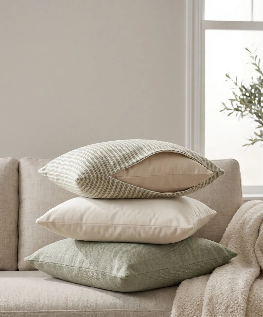 Removable waterproof cushion cover with hidden zipper - machine-washable, easy-clean pillow covers
