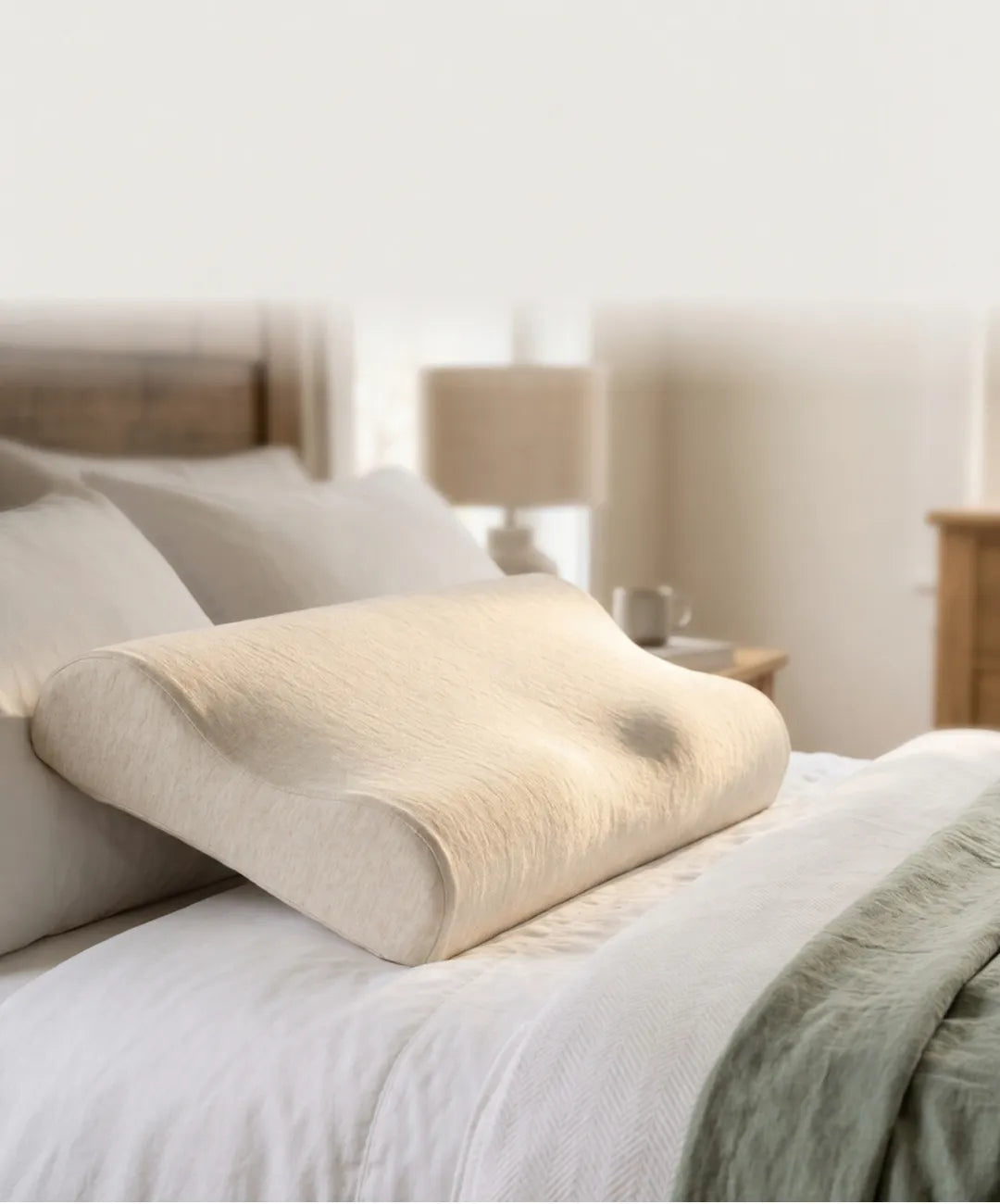 Contoured orthopedic pillow designed for ergonomic neck support and comfortable sleep
