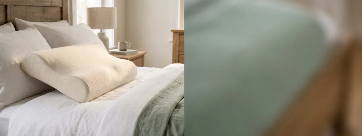 Contoured orthopedic pillow designed for ergonomic neck support and comfortable sleep